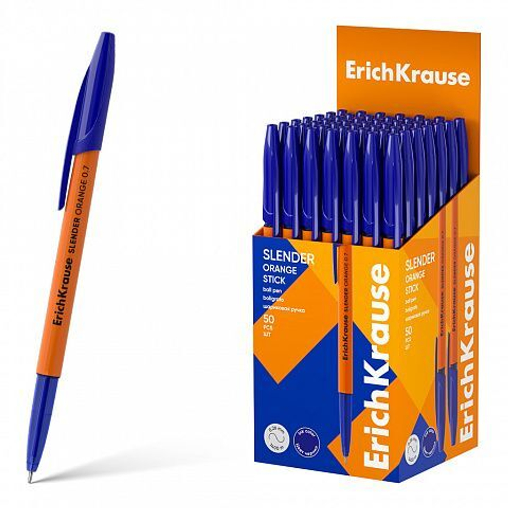 Ручка шар. EK Slender Stick Orange 0.7, Super Glide Technology, цвет чернил синий