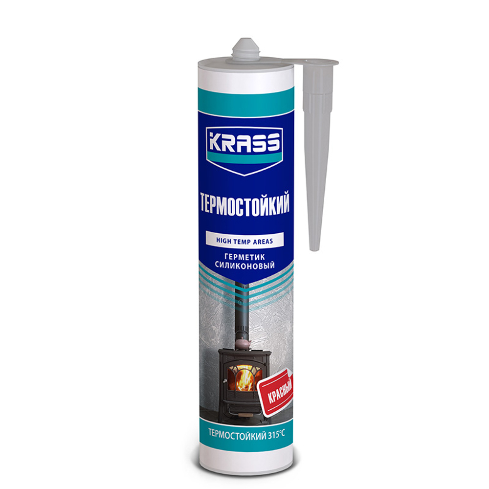 KRASS Герметик силиконовый термостойкий красный 280мл ТЕРМОСТОЙКИЙ (LAKRA)