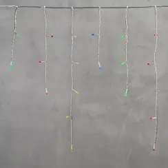 Светодиодная бахрома 3*0.5 м., 3 батарейки типа D 4.5V, 100 разноцветных LED ламп , прозрачный силикон, LTC (ECC100-10-8M)