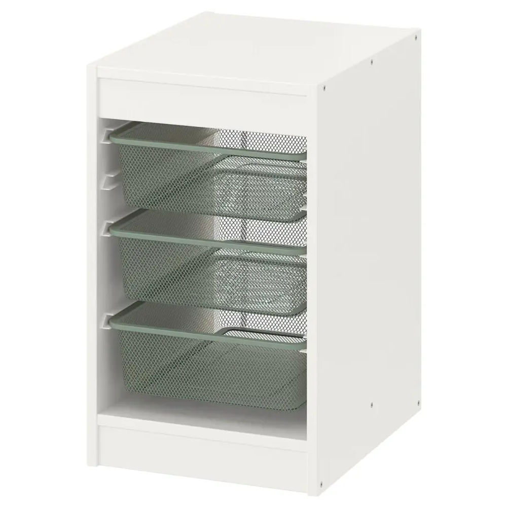 Стеллаж - IKEA TROFAST, 34х44х55 см, белый/серо-зеленый, ТРУФАСТ ИКЕА