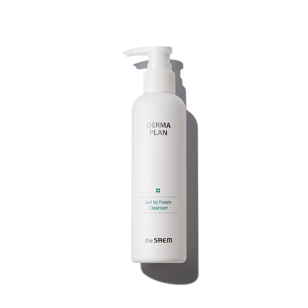 THE SAEM Гель-пенка для чувствительной кожи DERMA PLAN Gel to Foam Cleanser 180 ml.