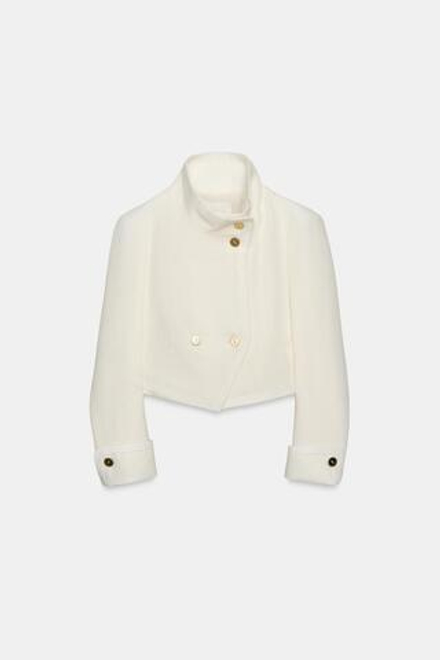 ZARA УКОРОЧЕННАЯ КОМБИНИРОВАННАЯ КУРТКА — ZW COLLECTION LIMITED EDITION, ЭКРЮ