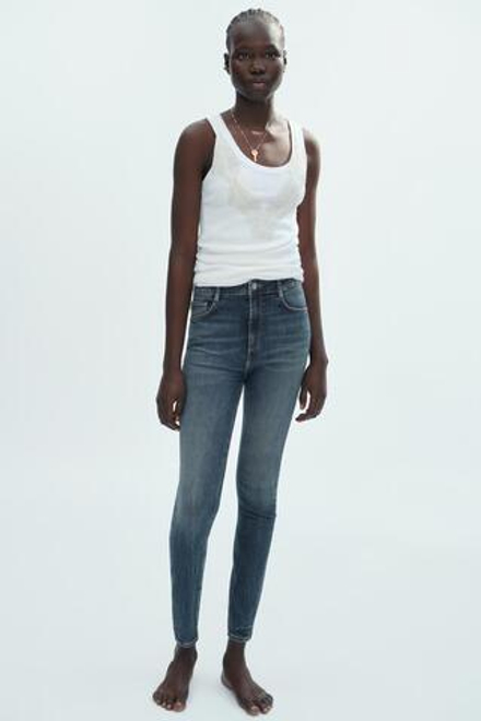 ZARA ДЖИНСЫ TRF SKINNY SCULPT С ВЫСОКОЙ ПОСАДКОЙ, МОРСКОЙ СИНИЙ