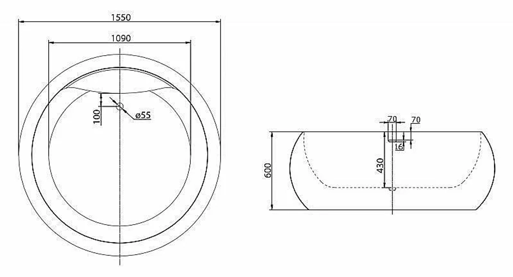 Ванна BelBagno BB30-1550 155х155