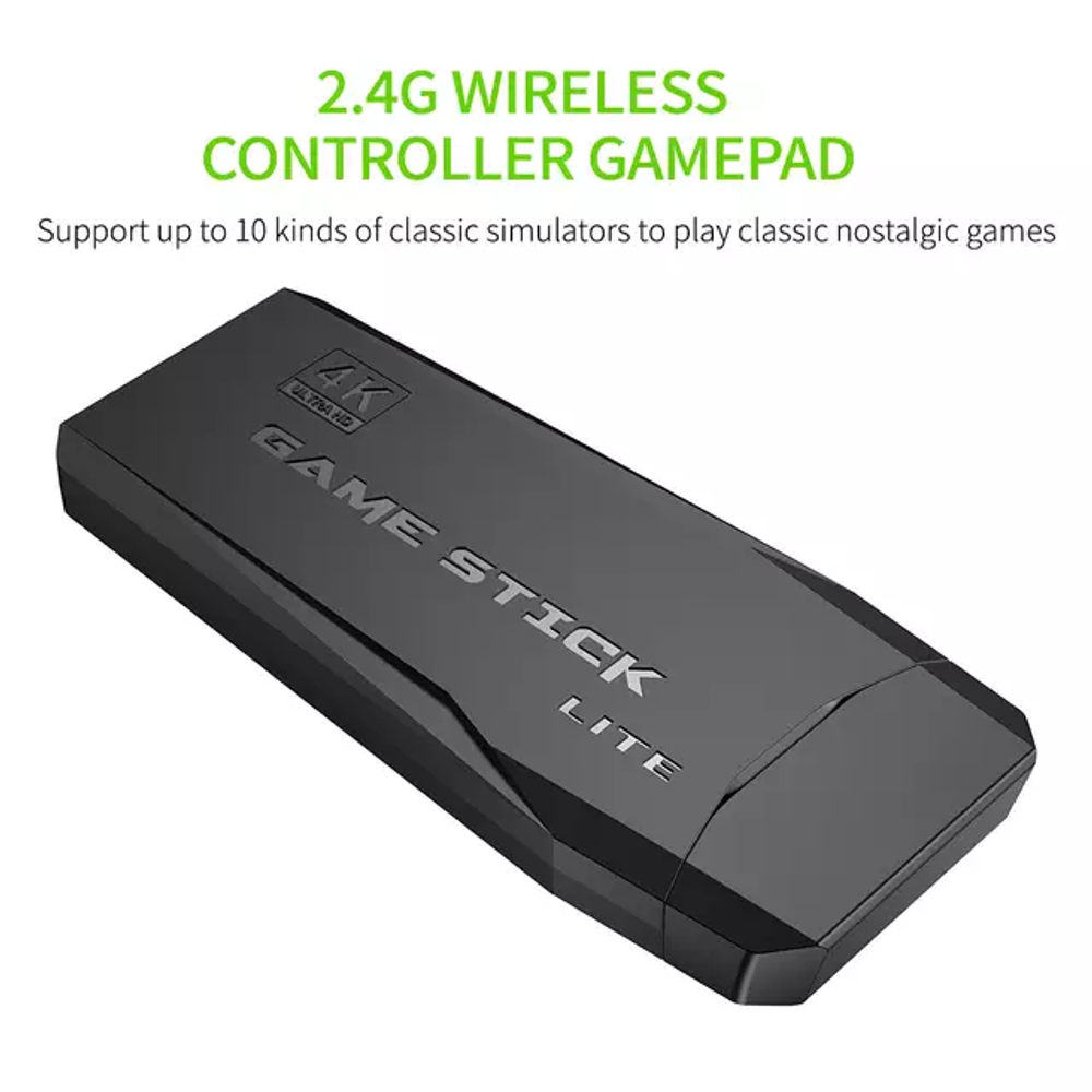 Игровая приставка в стиле ретро "Game Stick Lite" 4k HD TV, 3500+игр, Эмуляторы Ps1 Геймпад Контроллер "2.4g wireless controller"