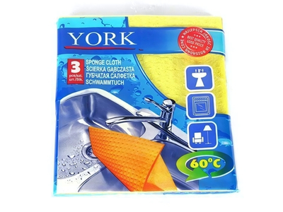 Салфетка "YORK" губчатая 3шт (15,5*17,5см)