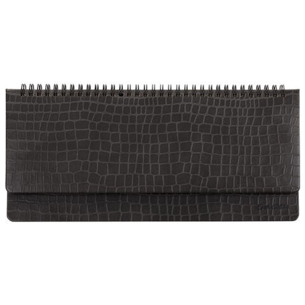 Планинг настольный недатированный (305х140 мм) BRAUBERG "Alligator", кожзам, 60 л., черный, 125881