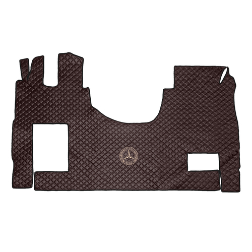 Ковры MERCEDES Actros 2020г ровный пол (экокожа, коричневый, черный кант, бежевая вышивка)