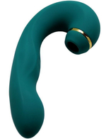 Зеленый вибратор с вакуумной стимуляцией Triple Ecstasy - 17,5 см. (Цвет: зеленый)