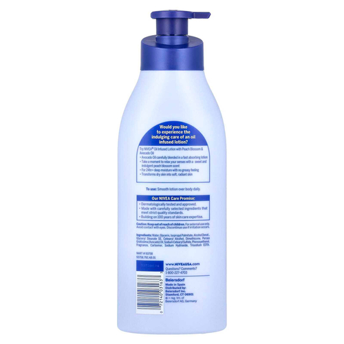 Nivea, Масляный лосьон, масло цветков персика и авокадо, 500 мл (16,9 жидк. унц.)