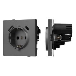 Механизм розетки с USB зарядкой SCT-TENDO-MUAC-SFPL-GR (230V, 16A) (Arlight, Матовый графитовый) 054609