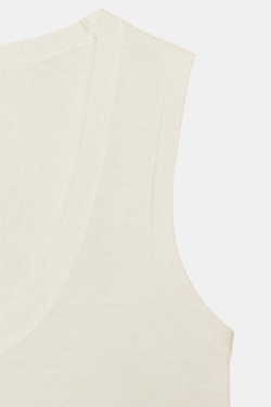 ZARA УЛЬТРАТОНКИЙ ТОП ИЗ СМЕСОВОЙ ШЕРСТИ, ЭКРЮ