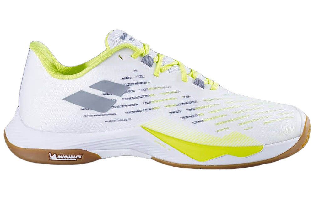 Мужские кроссовки для бадминтона/сквоша Babolat Shadow Tour 5 - white/lime