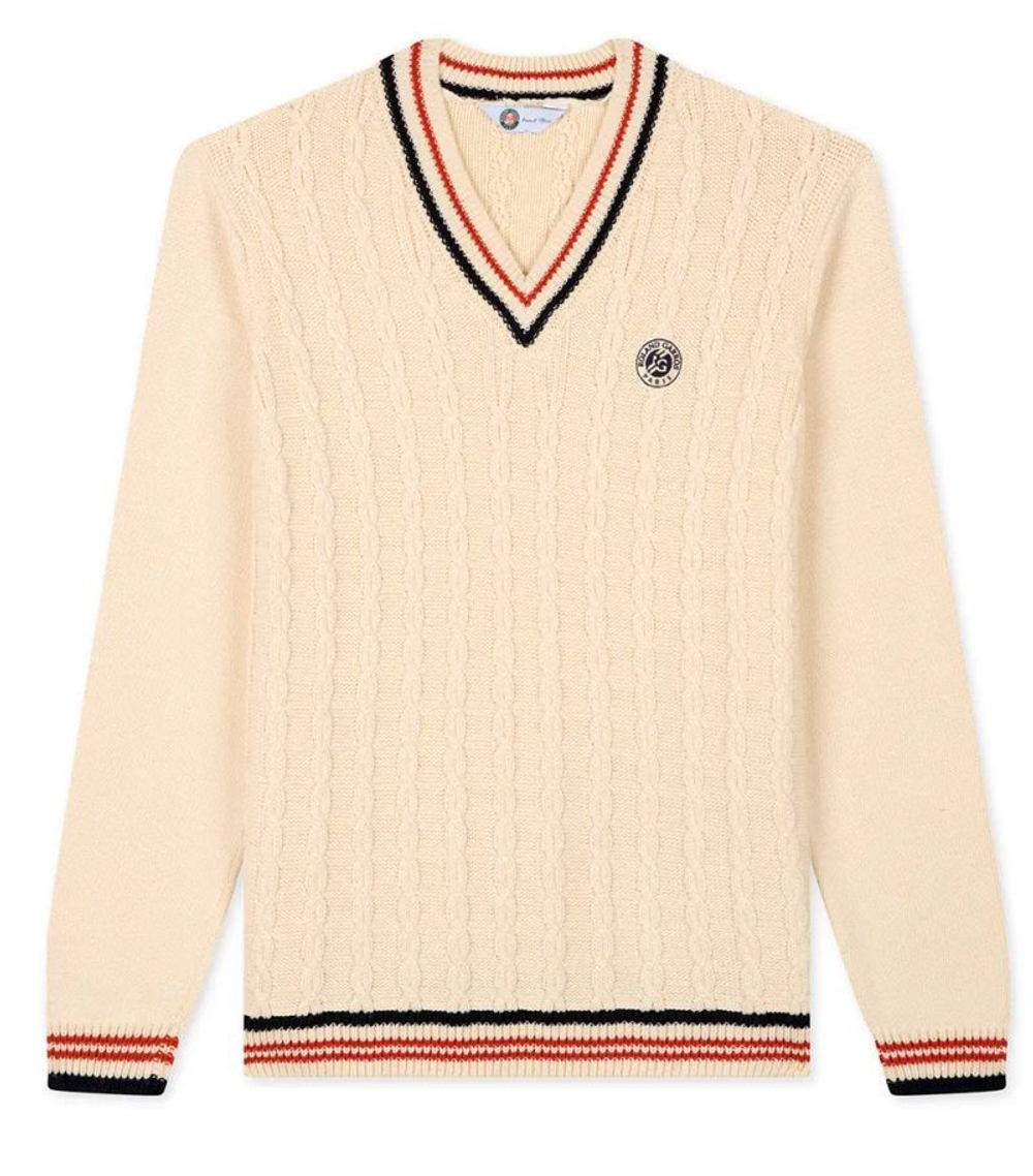Теннисный свитер Roland Garros Heritage Theodore - ecru