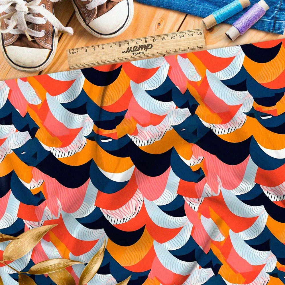 Ткань премиум шелк искусственный Армани ретро штрихи элегантности