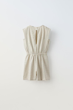 ZARA КОМБИНЕЗОН В ПОЛОСКУ, БЕЛЫЙ/ЧЕРНЫЙ