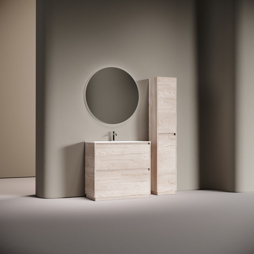 Тумба напольная Sancos Libra Floor с двумя ящиками 890х450х840, дуб галифакс натуральный, LB90FEG