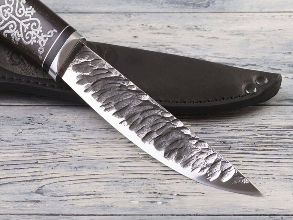 Якутский нож "Амга", сталь Х12МФ, рукоять черный мореный граб