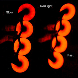 Светящиеся колеса (цвет красный) для роликовых коньков, самокатов, размер 76 мм., твердость 90А,4 шт