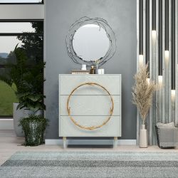 Комод Арт Колор leaves Классик Голд с 3 ящиками Серый дым