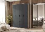 Шкаф для одежды распашной с полками и штангой 4 створки Браш Графит/Дуб Юкон 160х 51х 223 см