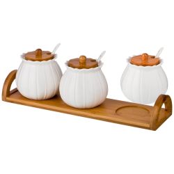 НАБОР САХАРНИЦ LEFARD "NATIVE" 3 ШТ. С ЛОЖКАМИ, 350 МЛ, НА ПОДСТАВКЕ 33,5*8,5*11,5 СМ (КОР=12НАБ.)