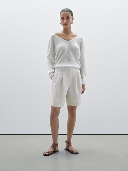 Massimo Dutti Плиссированные шорты, белый