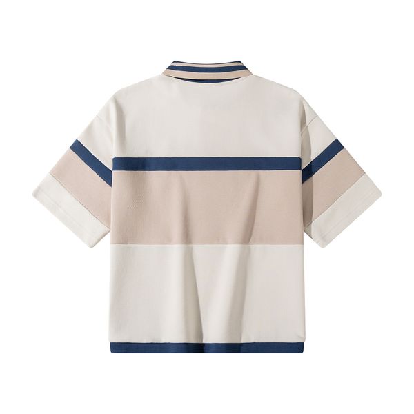 Поло песочный/темно-синий/коричневый - фото 2