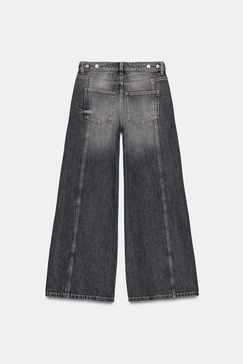 ZARA ДЖИНСЫ Z1975 WIDE LEG СО СРЕДНЕЙ ПОСАДКОЙ И ШВАМИ, СЕРЫЙ