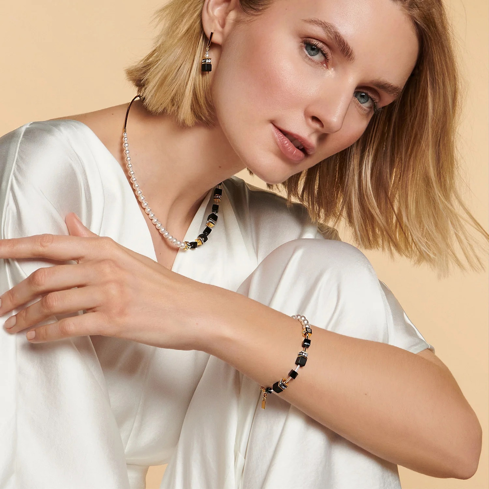 Серьги-пусеты Coeur de Lion Black-Gold 5086/21-1316