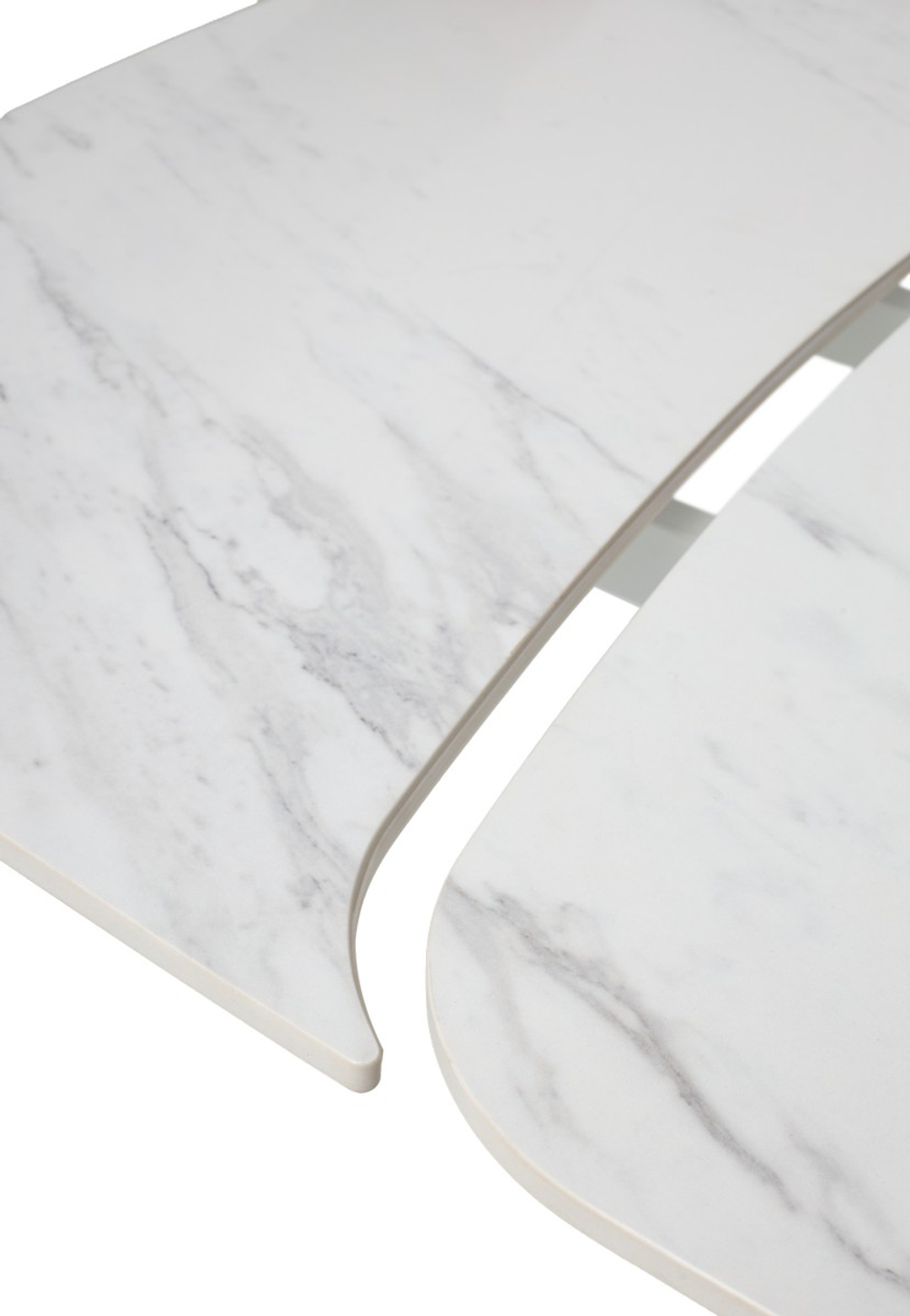 Стол CALVIN 180 SEMI-POLISHED SNOW CARRARA SOLID CERAMIC / Серый дуб, ®DISAUR