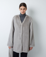 Шуба из искусственного меха норки серый