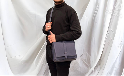 Сумка через плечо Hermes вертикальный мессенджер темно-синяя