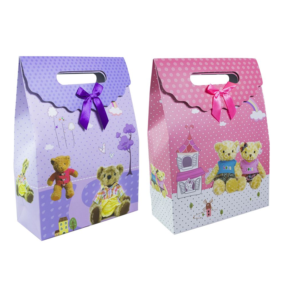 Подарочный пакет Basir, серия &quot;Мишка&quot;, рисунок - мишки, 19,5*27,5*8,5 см, ассорти