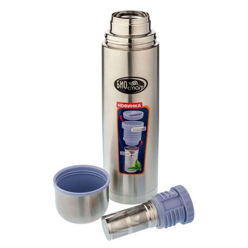 Термос Biostal (0,75 литра) пробка с ситечком, стальной