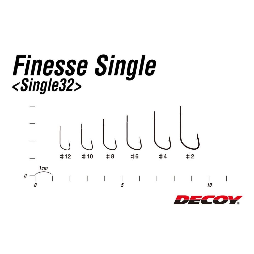 Крючок Decoy одинарный SINGLE32 Finesse Single #10 (в упаковке 12 штук)