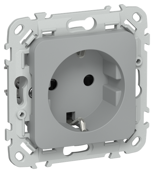 FLITE Розетка с заземлением с защитными шторками 16А РСш11-0-ФлС серый IEK