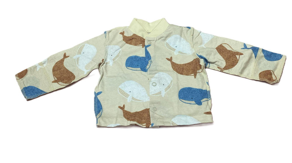 Кофточка длинный рукав с антицарапками из 100% хлопка (кулирка) на кнопках на рост 62 см