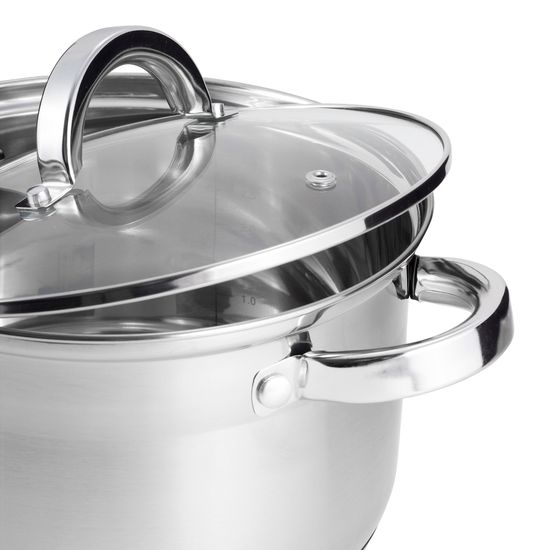 Набор кастрюль 8 предметов из нержавеющей стали Kamille KM-5637S (1,0 л; 1,8 л; 2,5 л; 3,8 л)