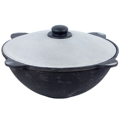 Казан 8л узбекский чугунный с алюминиевой крышкой, плоское дно (г.Наманган)