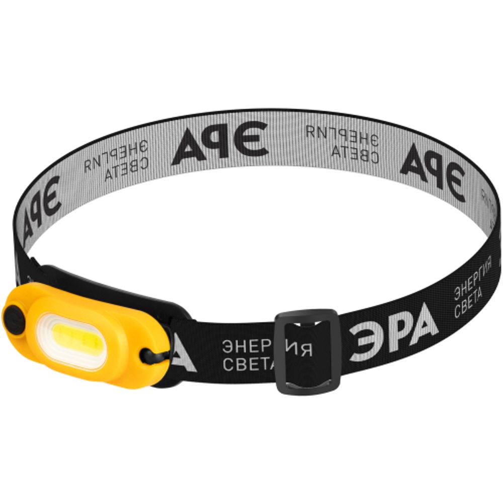 Фонарь налобный светодиодный ЭРА Рабочие Практик GA-801 аккумуляторный яркий мощный 4 режима жёлто-черный