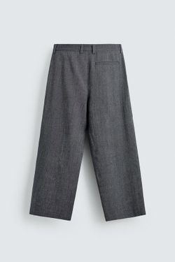 ZARA БРЮКИ RELAXED FIT СО СКЛАДКАМИ, СИНИЙ