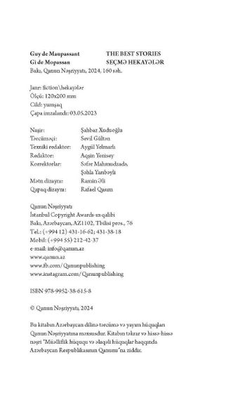Seçmə hekayələr. Gi De Mopassan