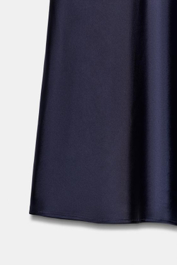 ZARA АТЛАСНАЯ ЮБКА МИДИ, МОРСКОЙ СИНИЙ