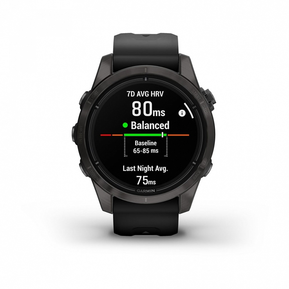 Смарт часы Garmin Epix Pro (Gen 2) Sapphire Edition 42 мм, титановый, угольно-серый, DLC, черный ремешок