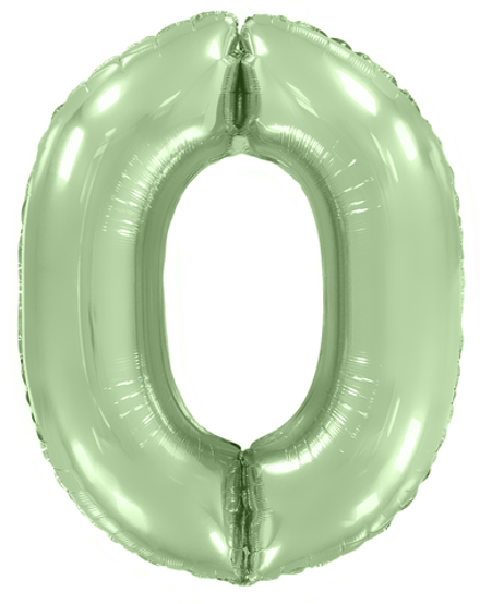 Шар (40""/102 см) Цифра, 0, Мятный, Макарунс, 1 шт. З75