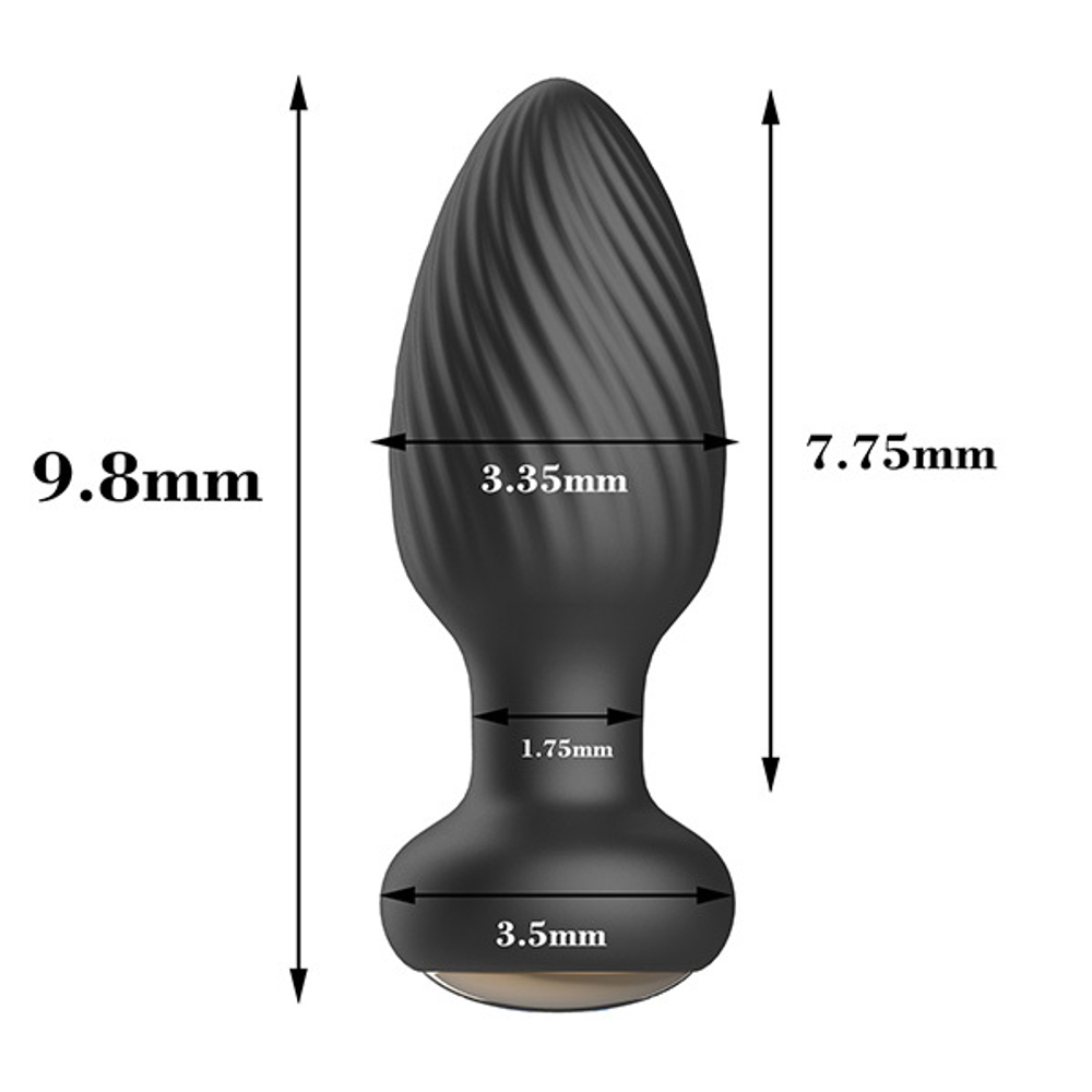 Черная анальная вибропробка 9,8см с вращением и пультом ДУ Secwell Twist Anal Plug Training SW1063