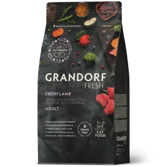 Сухой корм GRANDORF FRESH CAT Lamb беззерновой ягненок с бататом для взрослых кошек, чувствительное пищеварение или склонность к аллергии 0,4кг
