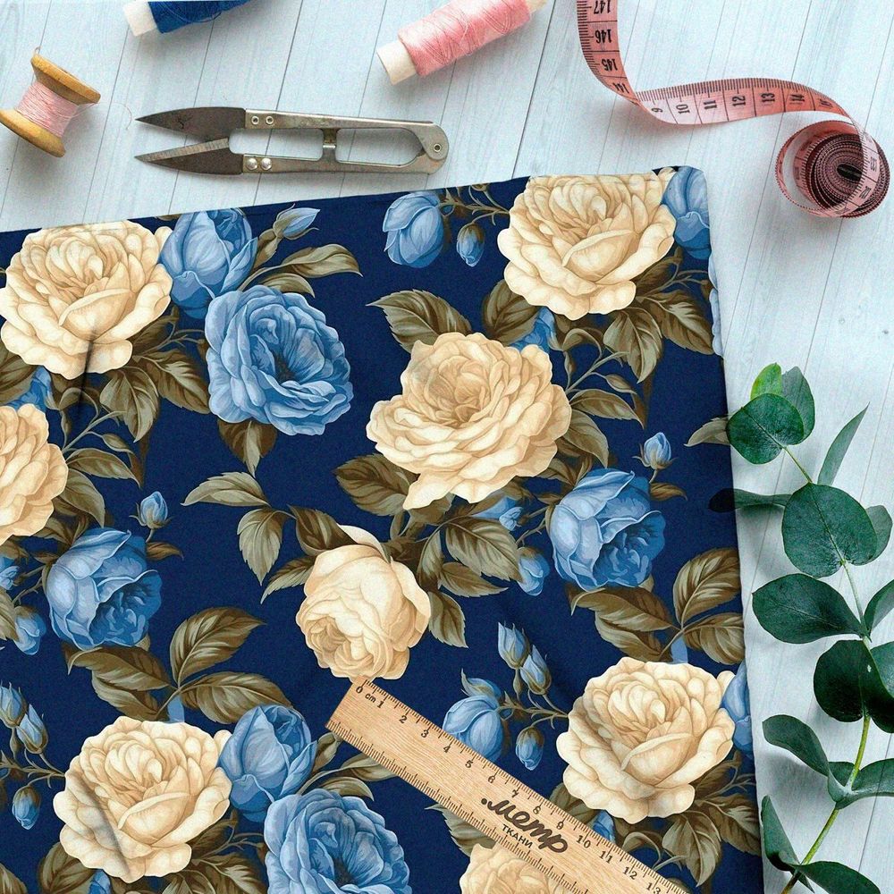 Ткань премиум шифон романтическая роза