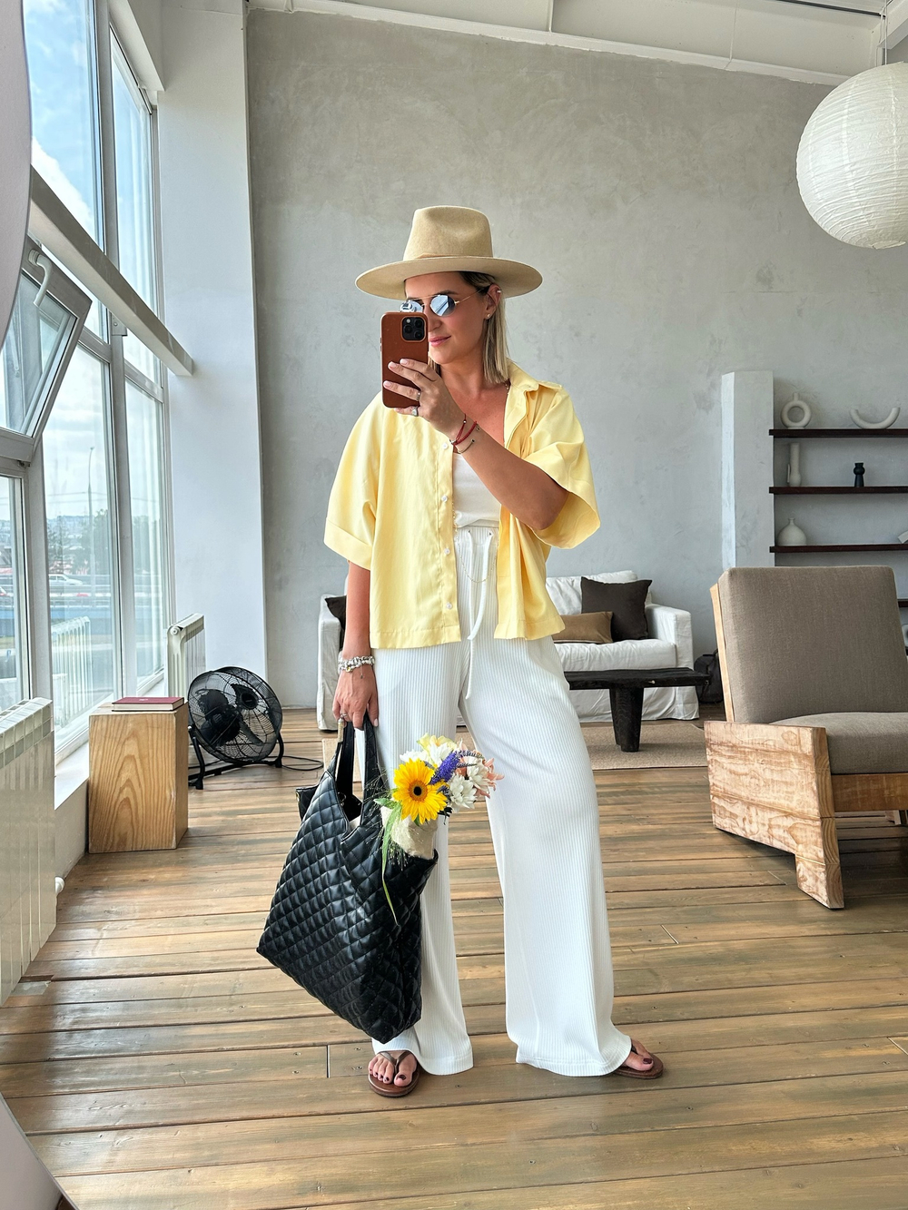 Рубашка с коротким рукавом желтая